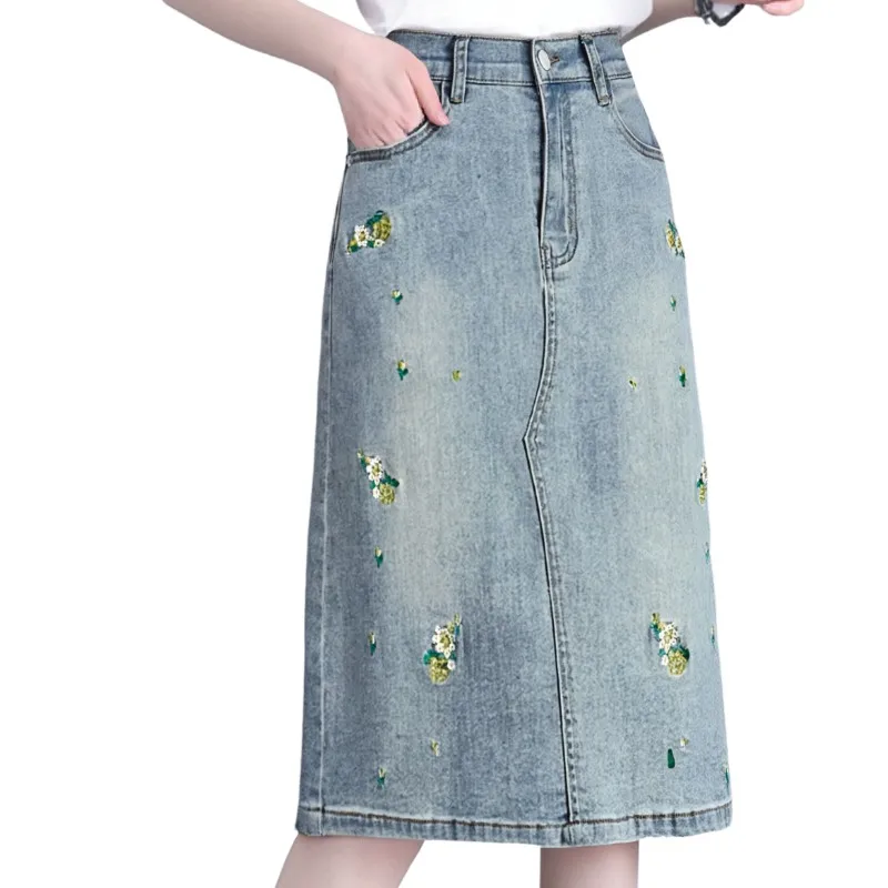 KAISER Denim Long Skirts Women's Blue-3