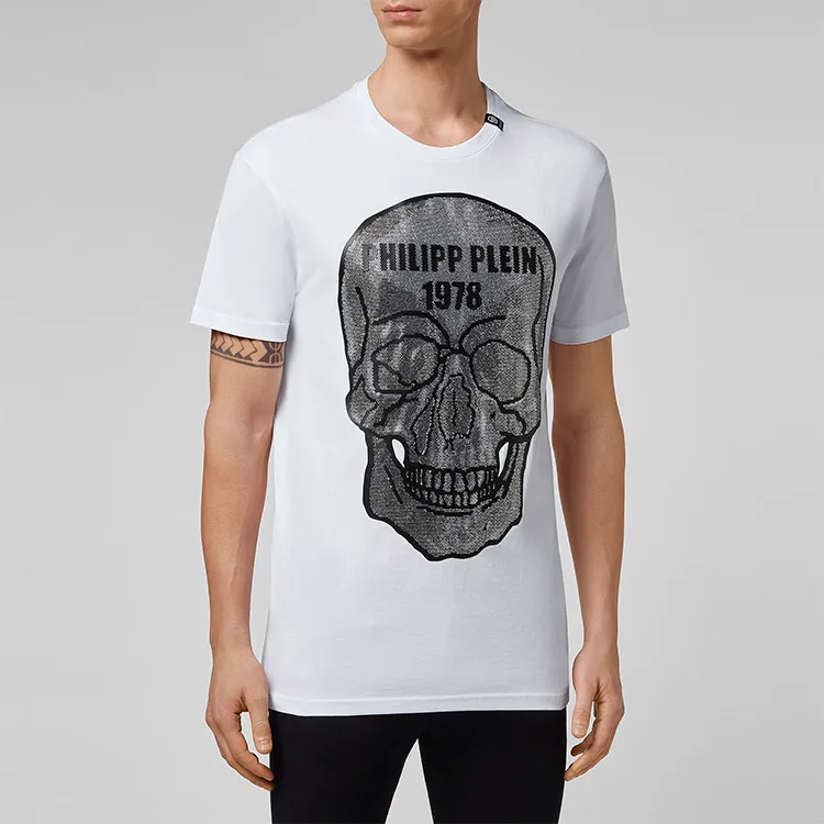 PHILIPP PLEIN Crystal Skull Cotton T shirt-1