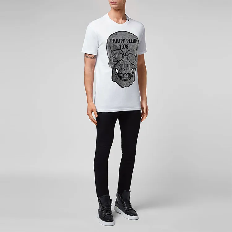 PHILIPP PLEIN Crystal Skull Cotton T shirt-3