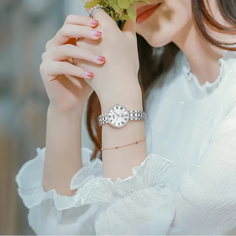 EBOHR Synthetic Sapphire Mirror Automatic Mechanical Movement Watch Women's Watch White Dial 11272428-8
