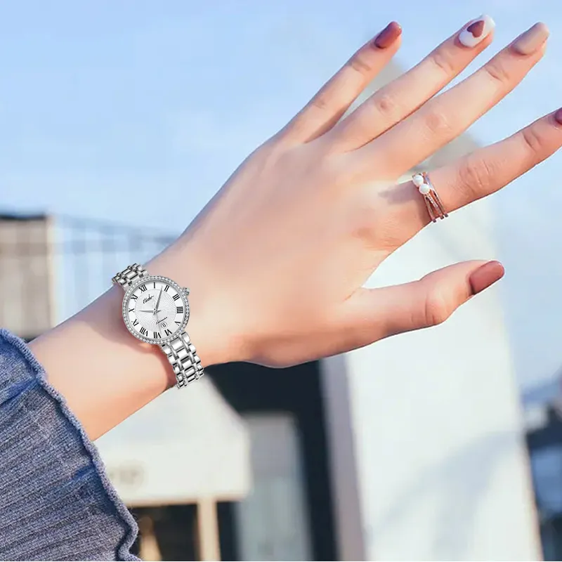 EBOHR Synthetic Sapphire Mirror Automatic Mechanical Movement Watch Women's Watch White Dial 11272428-6