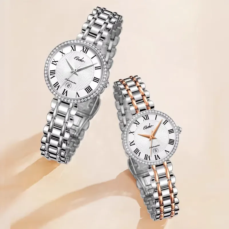 EBOHR Synthetic Sapphire Mirror Automatic Mechanical Movement Watch Women's Watch White Dial 11272428-11