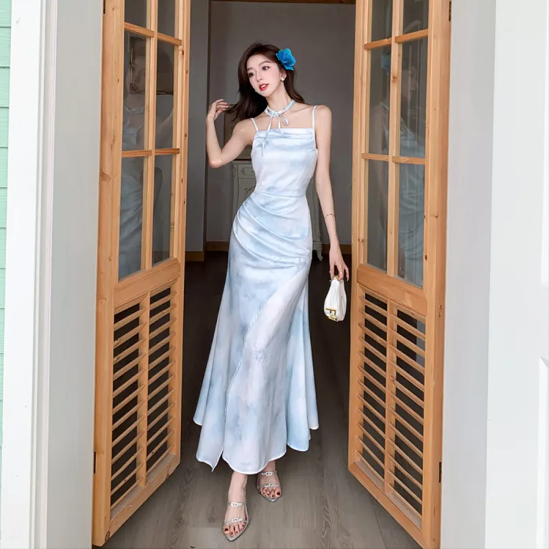 COVER TIME Slip Dress Women's Blue-4