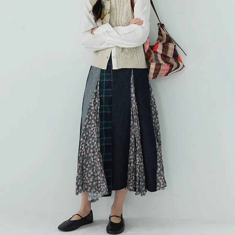 COVER TIME Casual Long Skirt Women's Floral-4