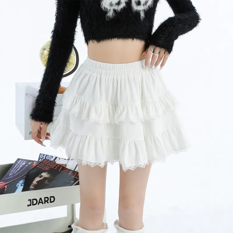 COVER TIME Casual Short Skirts Women's White-2