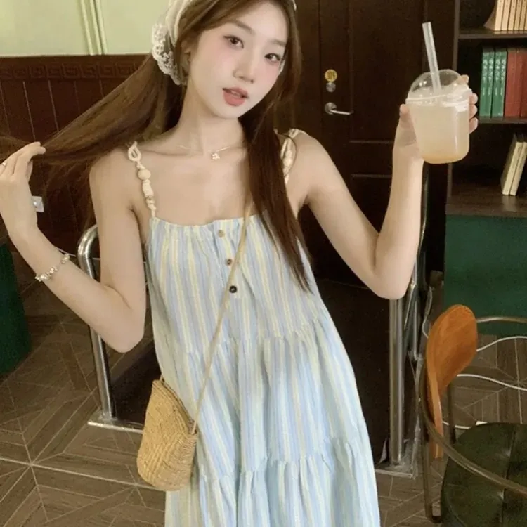COVER TIME Slip Dresses Women's Blue-3