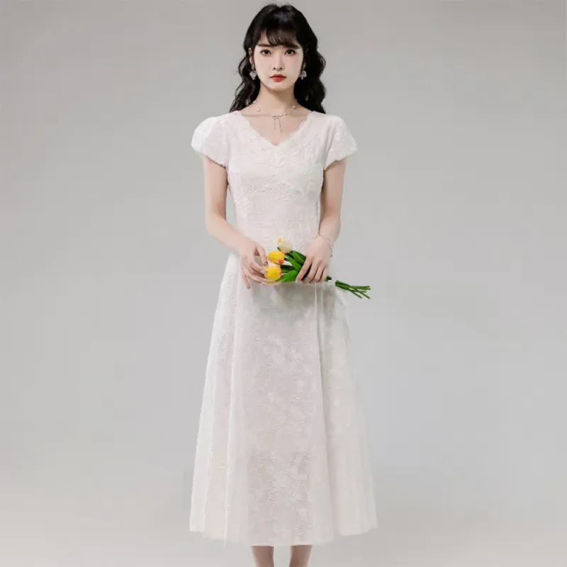 COVER TIME Short Sleeved Dress Women's Apricot-2