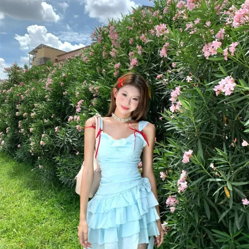 COVER TIME Slip Dresses Women's Blue-2