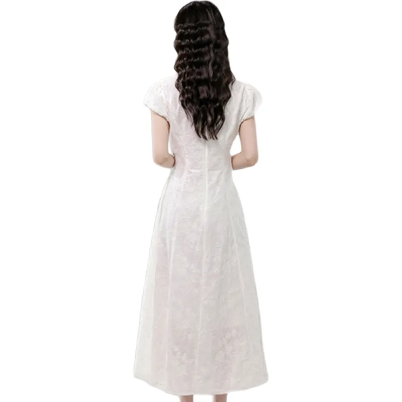 COVER TIME Short Sleeved Dress Women's Apricot-0