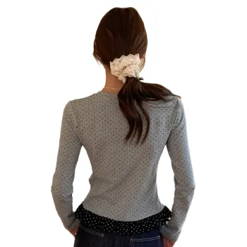 COVER TIME Set in Sleeve T Shirt Women's Gray