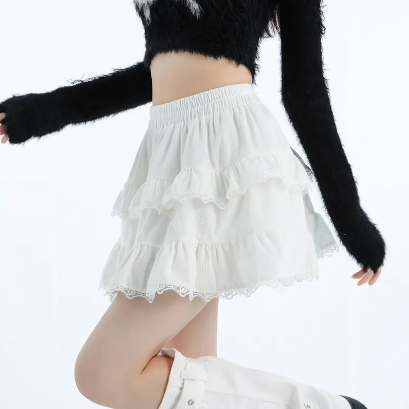 COVER TIME Casual Short Skirts Women's White-5