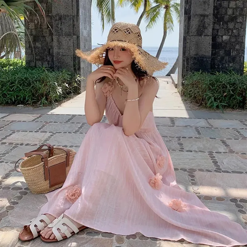COVER TIME Slip Dresses Women's Pink-3