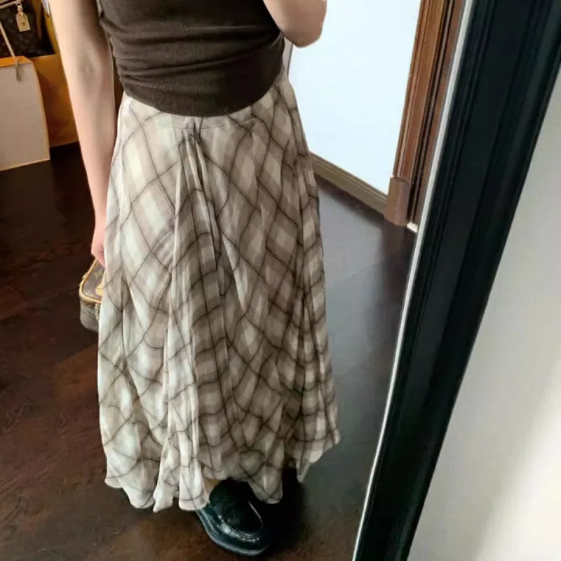 COVER TIME Casual Long Skirt Women's Brown-3