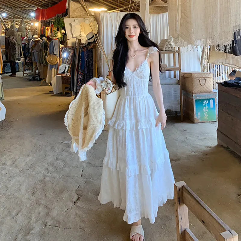 COVER TIME Slip Dress Women's White-1