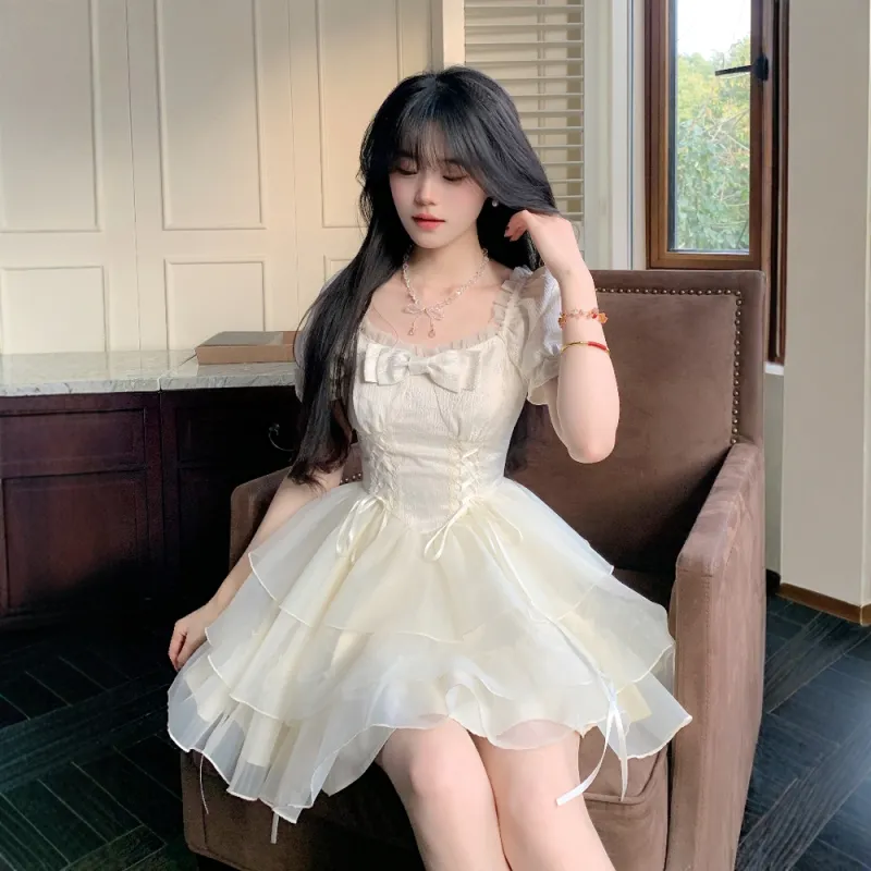COVER TIME Short Sleeved Dress Women's White-3