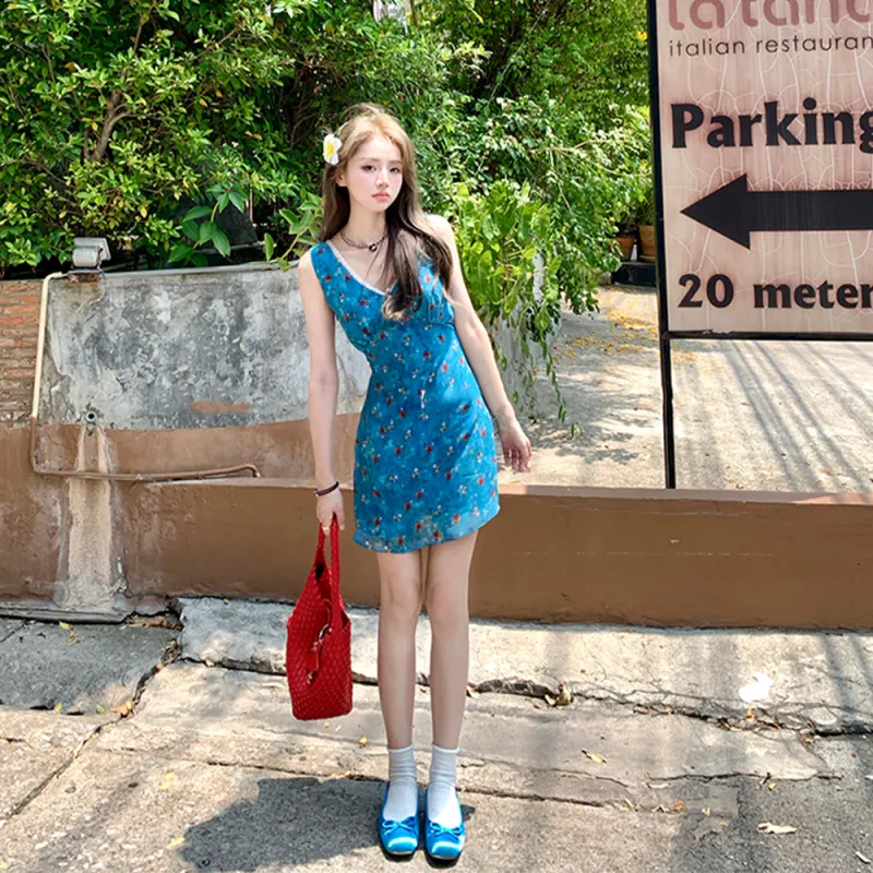 COVER TIME Sleeveless Dress Women's Blue-3