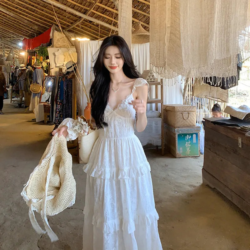 COVER TIME Slip Dress Women's White-2