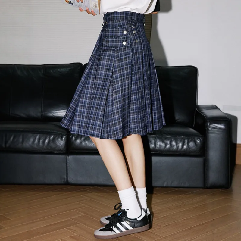 COVER TIME Casual Long Skirt Women's Dark Blue-5
