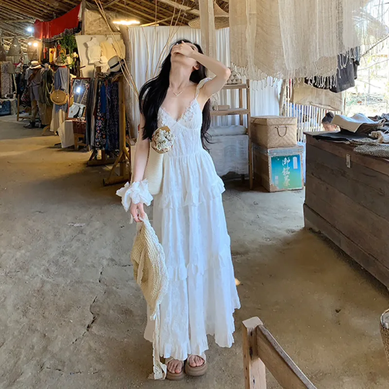 COVER TIME Slip Dress Women's White-3