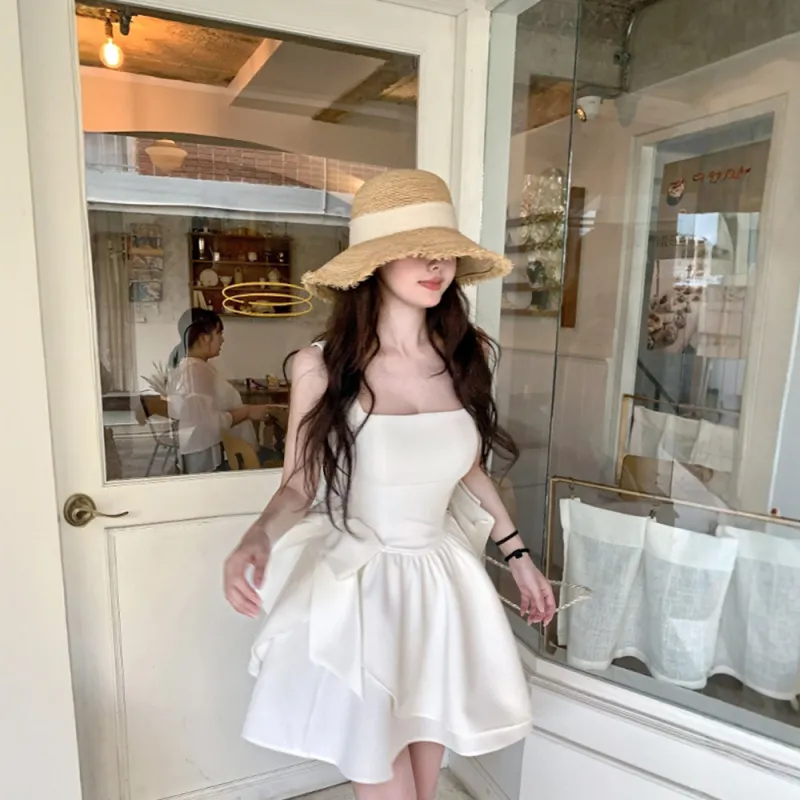 COVER TIME Slip Dress Women's White-2