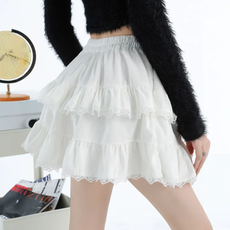 COVER TIME Casual Short Skirts Women's White-6