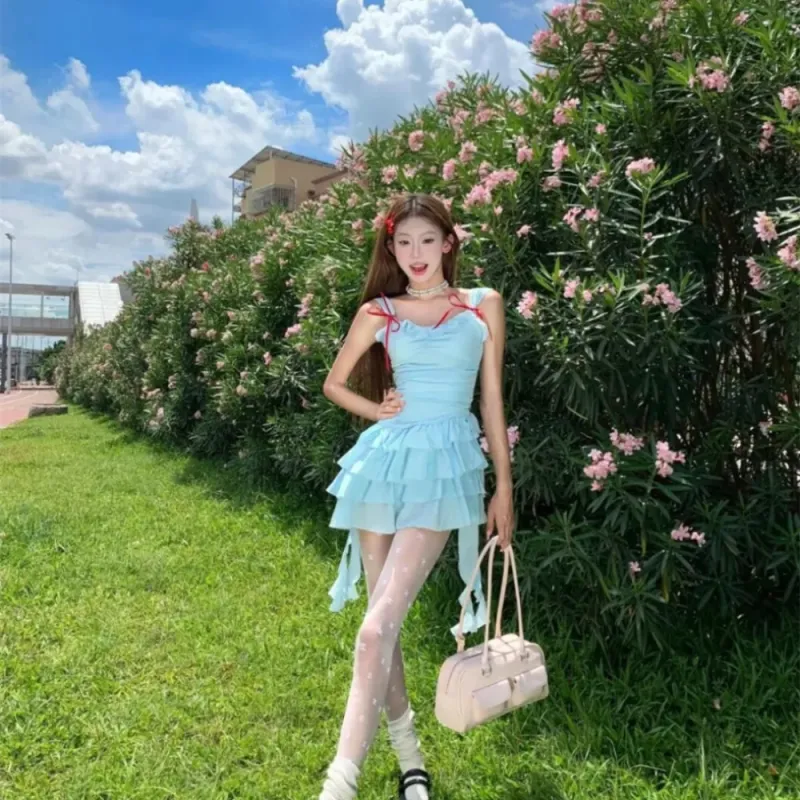 COVER TIME Slip Dresses Women's Blue-5