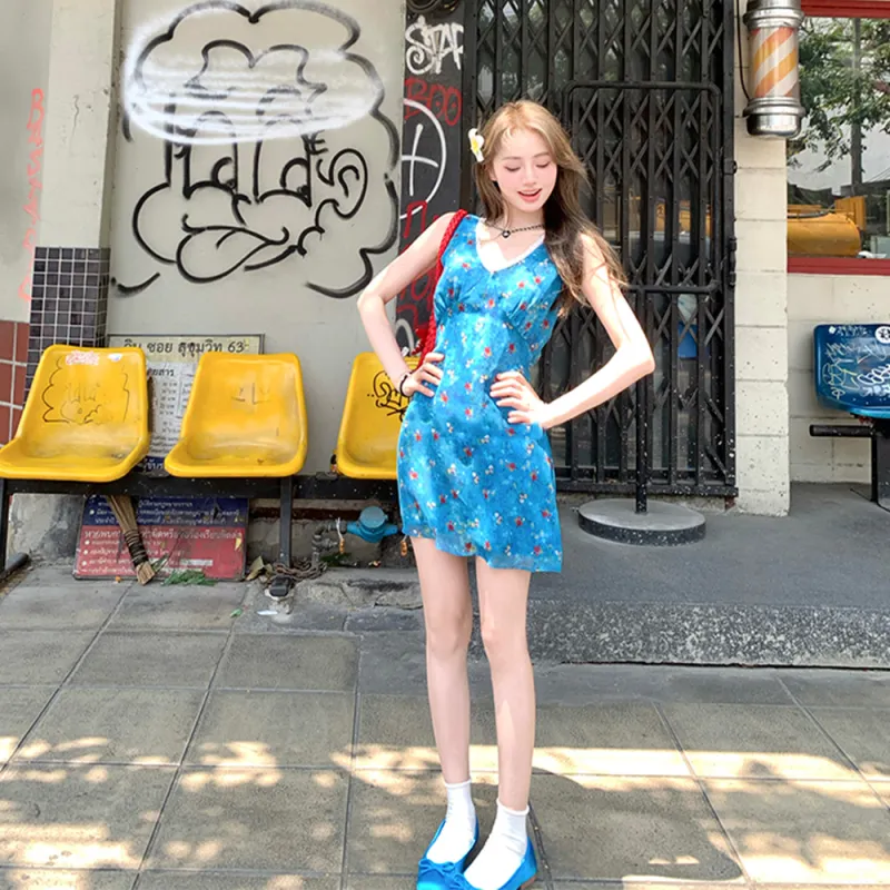 COVER TIME Sleeveless Dress Women's Blue-5