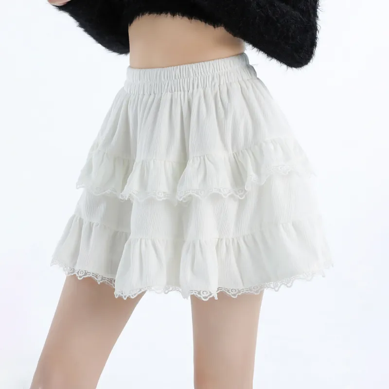 COVER TIME Casual Short Skirts Women's White-3