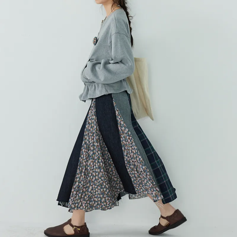 COVER TIME Casual Long Skirt Women's Floral-6