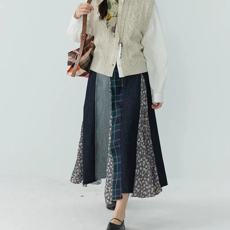 COVER TIME Casual Long Skirt Women's Floral-1