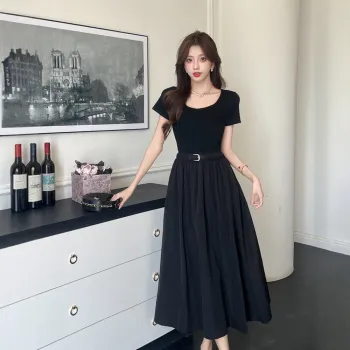 COVER TIME Short Sleeved Dress Women's Black