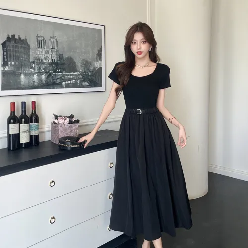 COVER TIME Short Sleeved Dress Women's Black