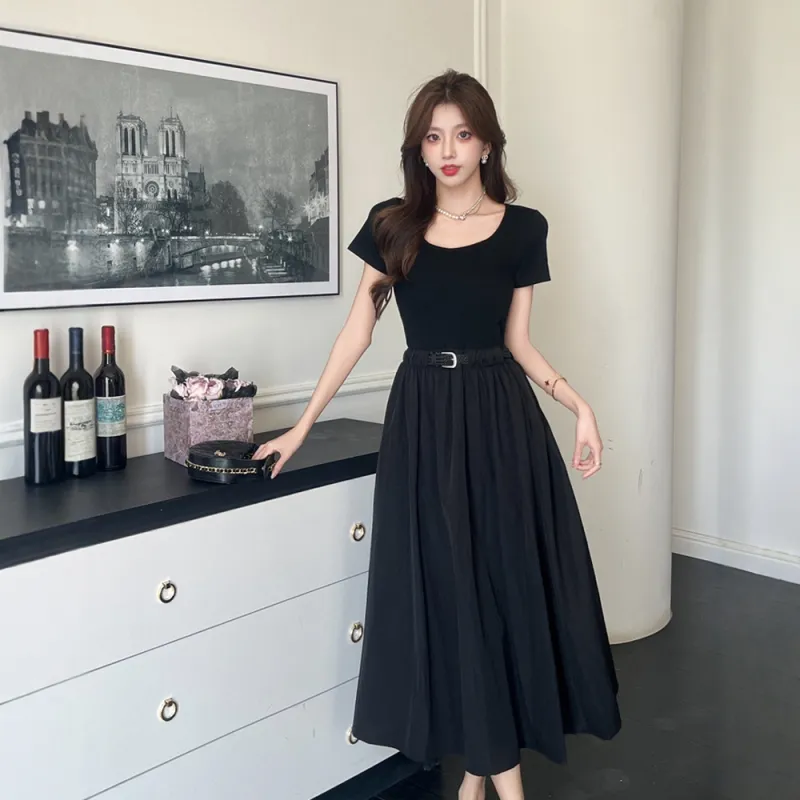 COVER TIME Short Sleeved Dress Women's Black-0