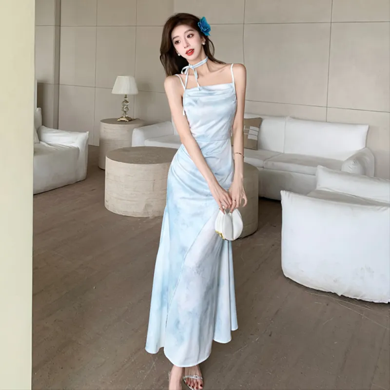 COVER TIME Slip Dress Women's Blue-6