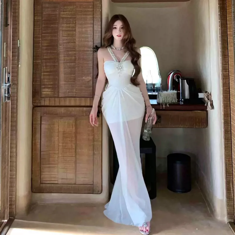 COVER TIME Slip Dress Women's White-2
