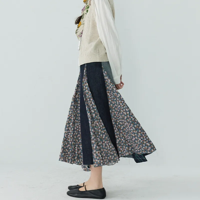 COVER TIME Casual Long Skirt Women's Floral-3