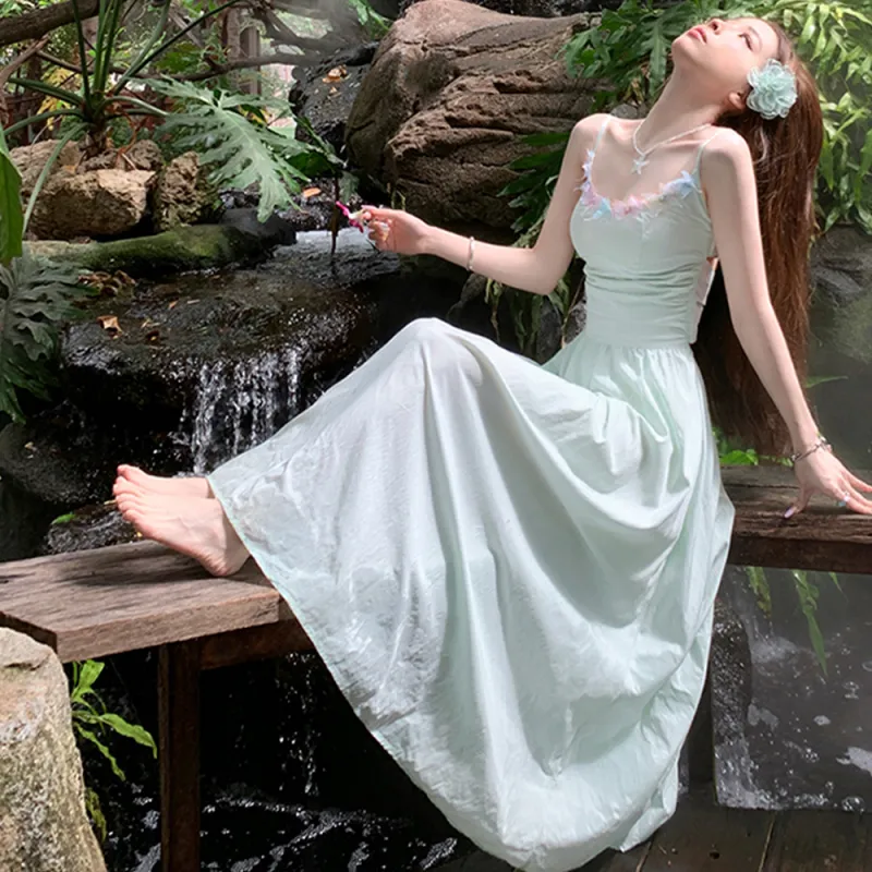 COVER TIME Slip Dresses Women's Green-5