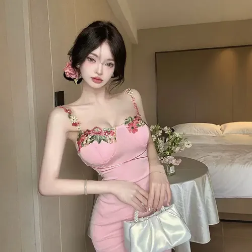 COVER TIME Slip Dress Women's Pink