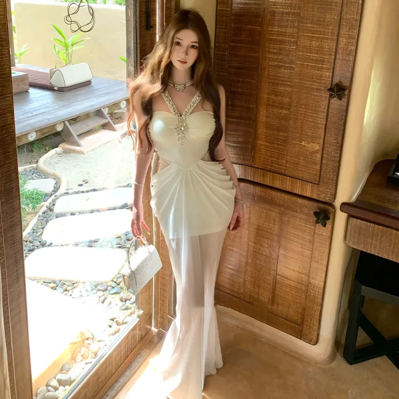 COVER TIME Slip Dress Women's White-6