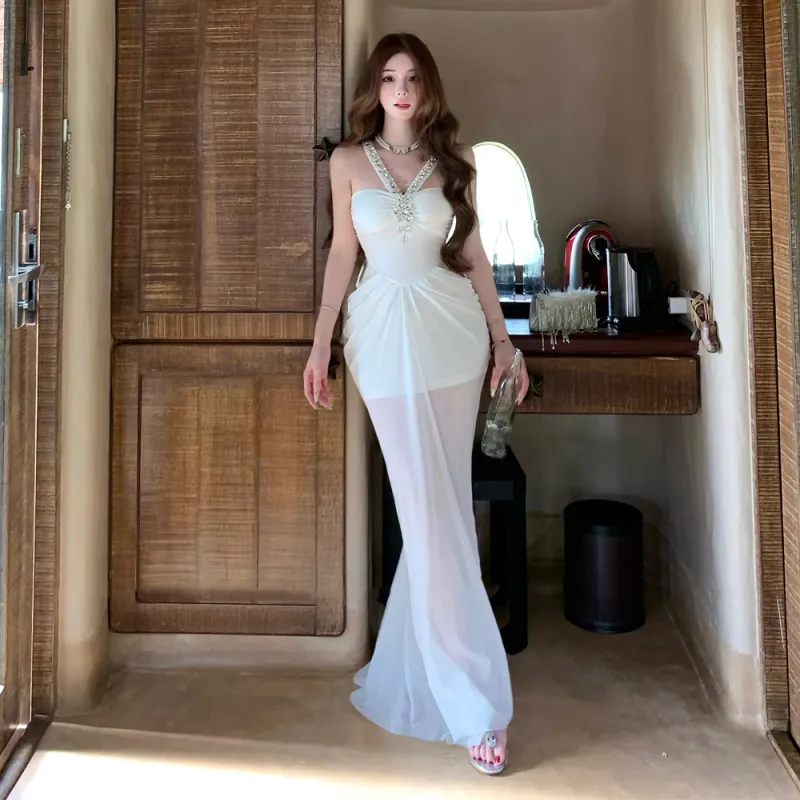 COVER TIME Slip Dress Women's White-3