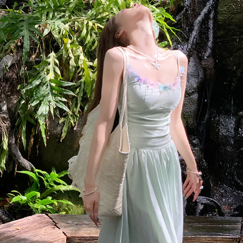 COVER TIME Slip Dresses Women's Green-3
