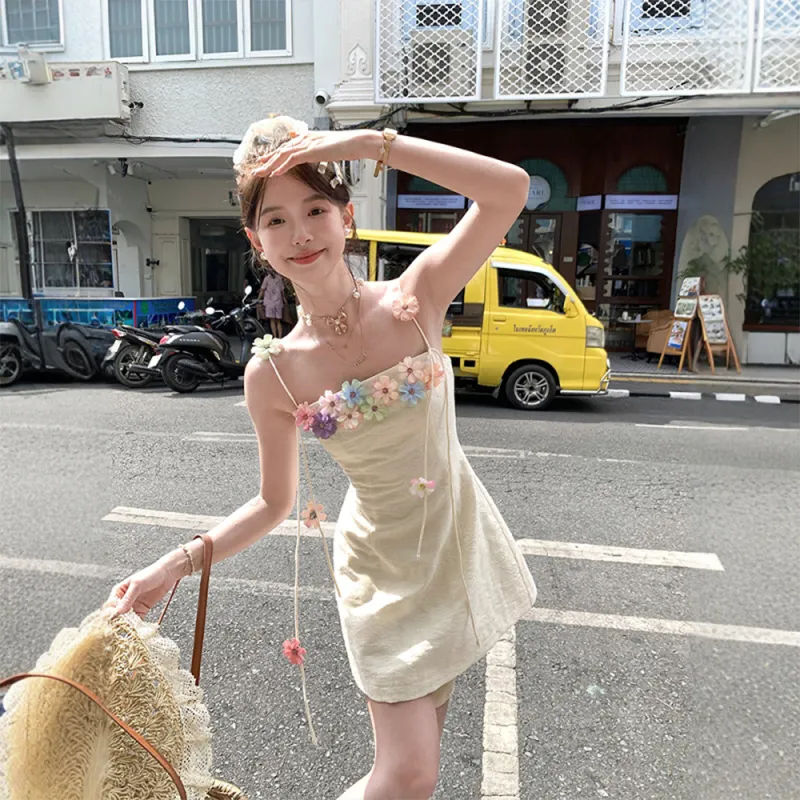 COVER TIME Slip Dresses Women's Apricot-4