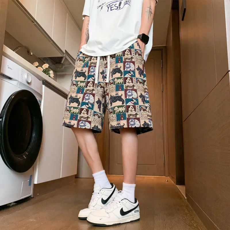 GY.VG Casual Shorts Unisex Embroidery Dog-5