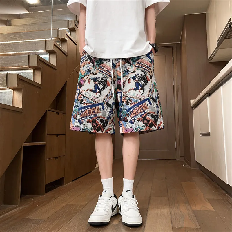 GY.VG Casual Shorts Unisex Cartoon Portrait Embroidery-4