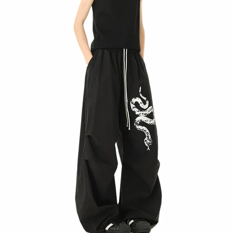 GY.VG Casual Pants Unisex Black White Leopard Print-3