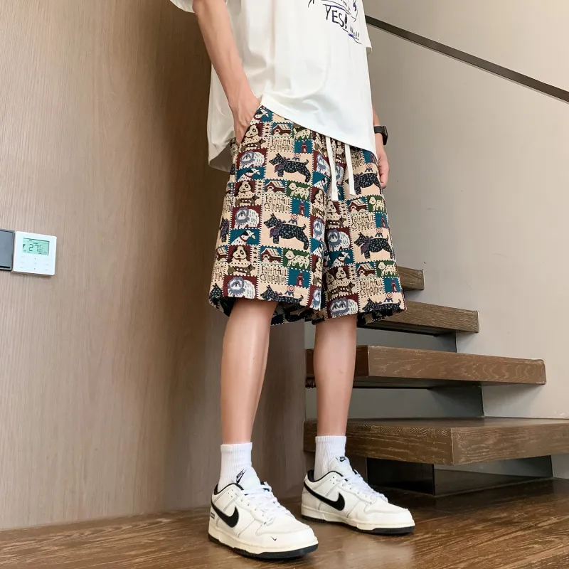 GY.VG Casual Shorts Unisex Embroidery Dog-2
