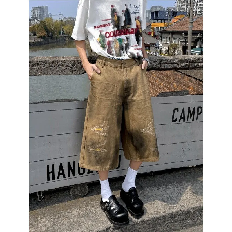 GY.VG Denim Shorts Unisex Khaki-3