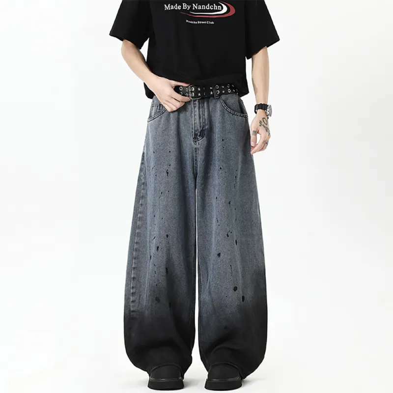 GY.VG Jeans Unisex Ink Splatter Blue-2