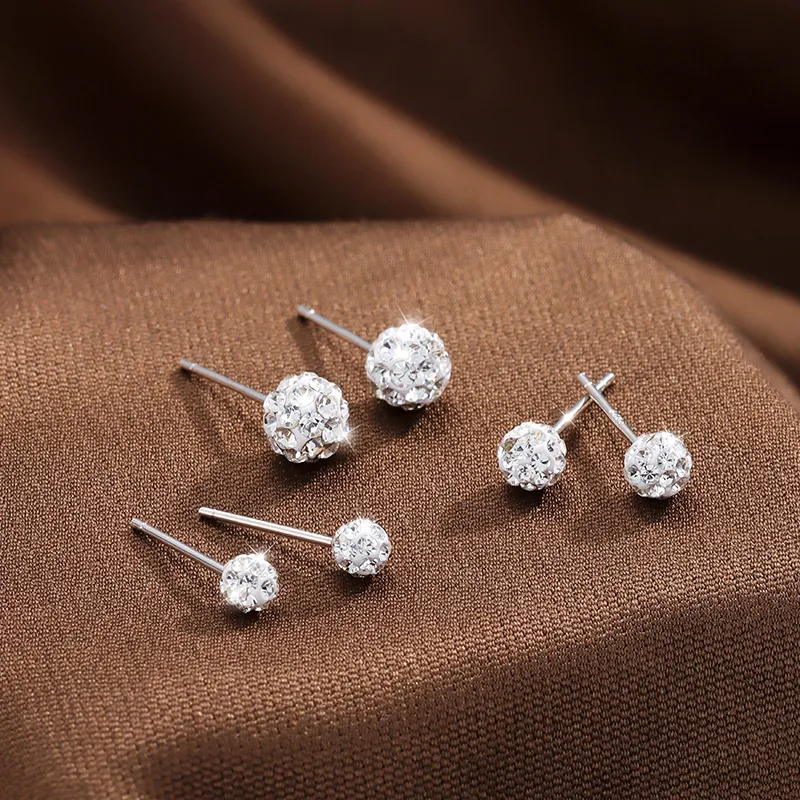 UAK 925 Sterling Silver, Czech Crystal Stud Earrings Women's-2