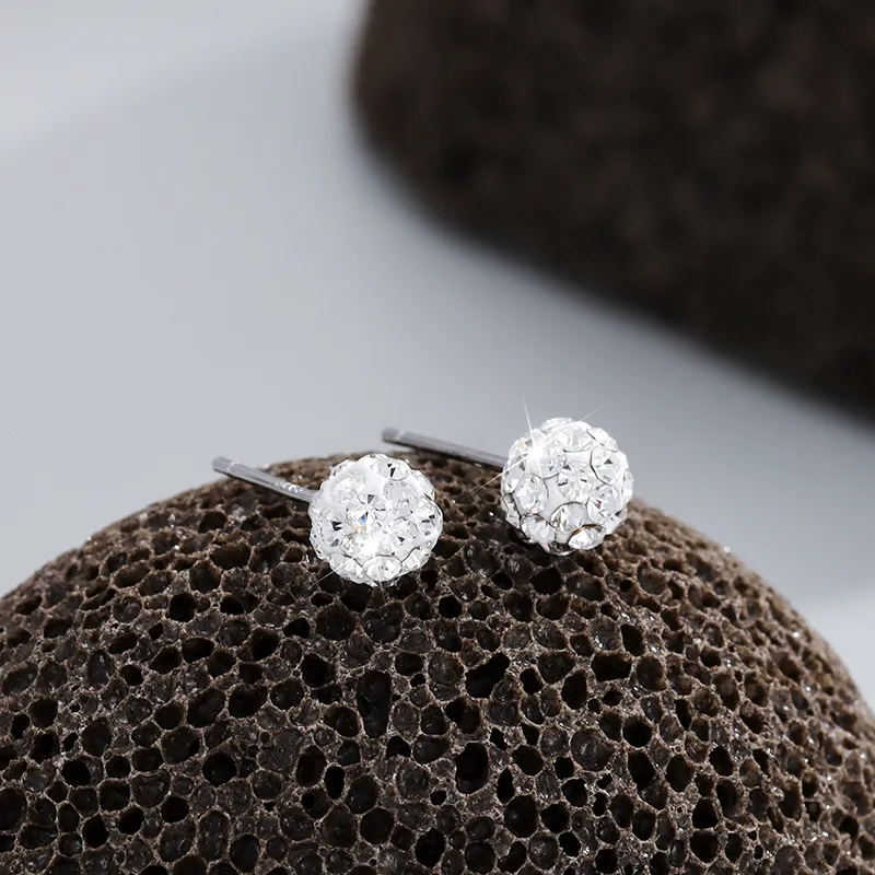 UAK 925 Sterling Silver, Czech Crystal Stud Earrings Women's-1